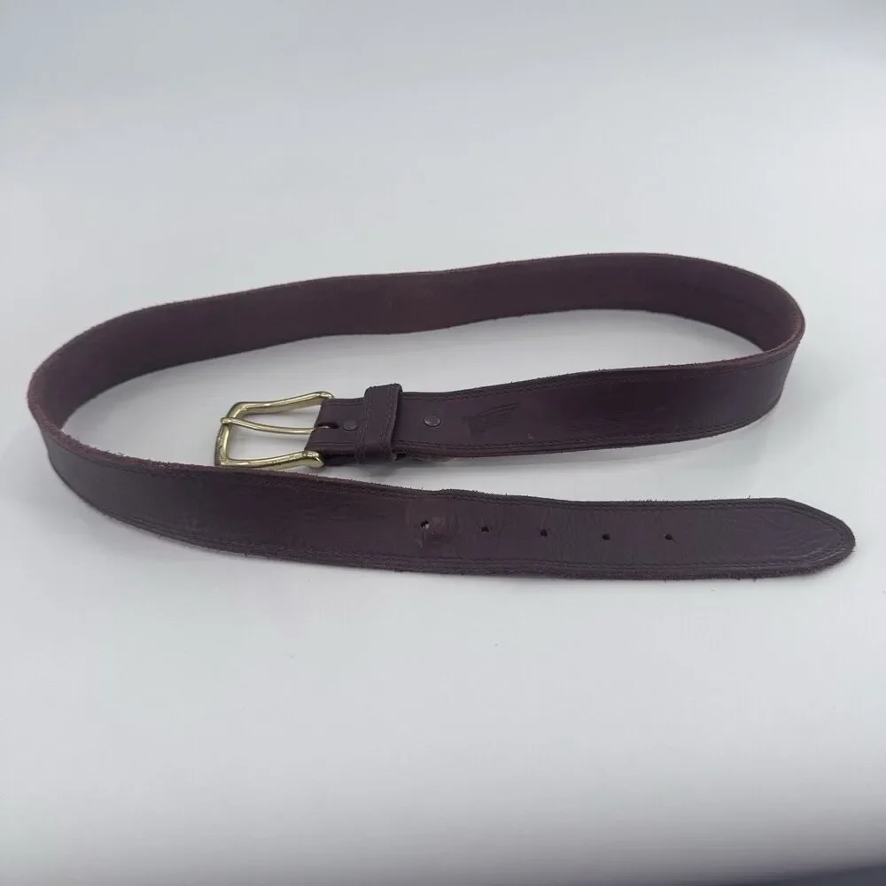 Red Wing Basic Work Belt Mens Size 38 Brown Leather Brass Buckle USA 96524